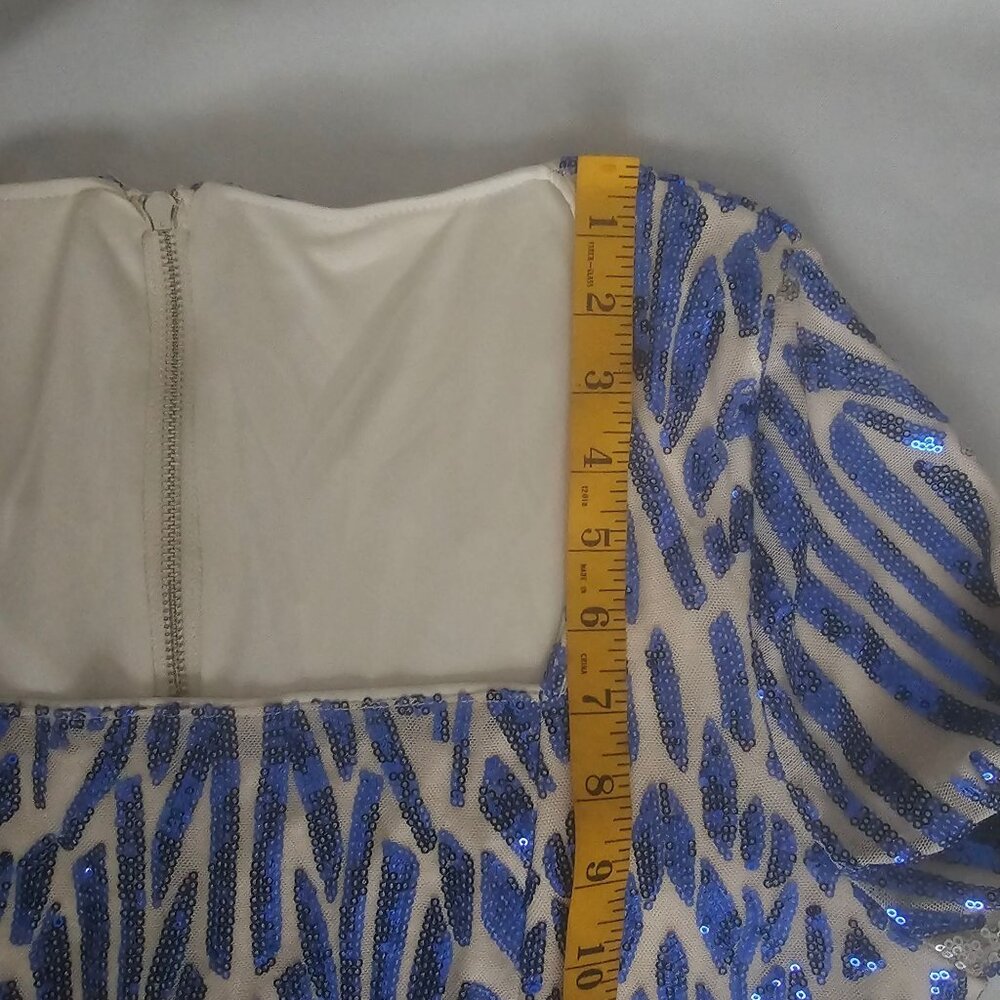 House Of Chic Curve + Plus Blue Sequined Long Sleeve Maxi Dress Size 2XL, NWT - Picture 11 of 16